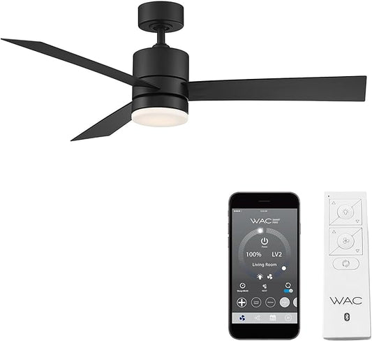 WAC F-081L-MB San Francisco 52" Outdoor Ceiling Fan with Lights and Remote Control, Matte Black