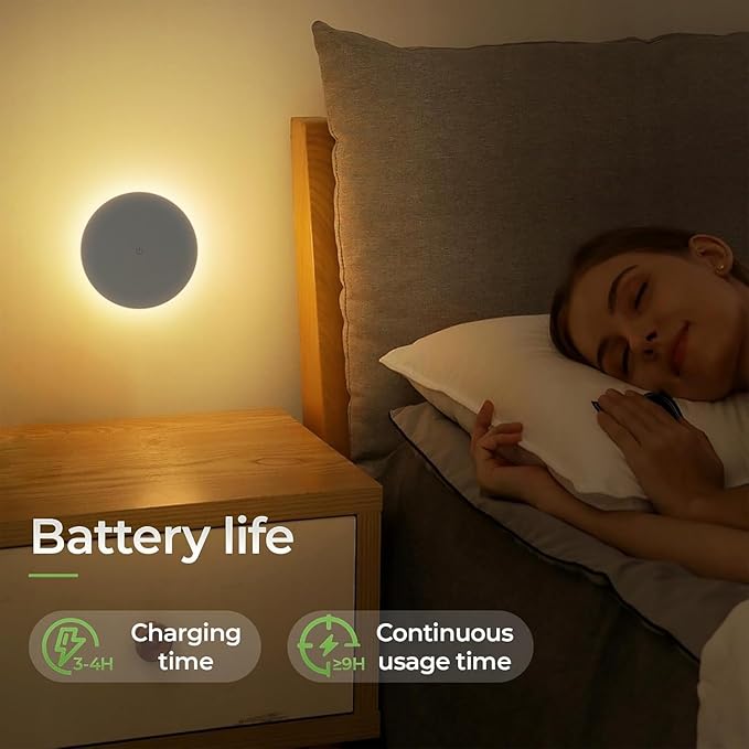 Indoor Backlit Wall Sconce, Dusk to Dawn Motion Sensor Wireless Adjustable Brightness 2000mAh Rechargeable Night Light, White