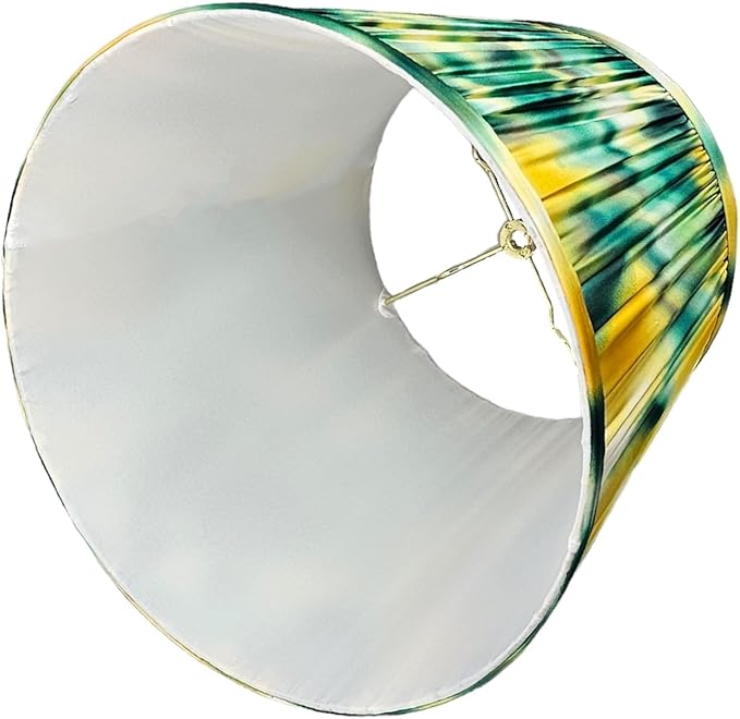 RDI Set of 2 Pleated Pattern Fabric Lampshade, Flora Collection, Large Lamp Shade, 10.5 x 16 x 11 inch (Top x Bottom x Height), Abstract Lemon - 2 Pack
