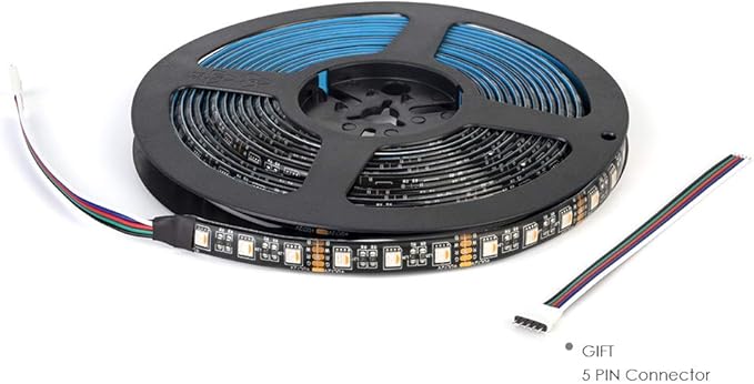 BTF-LIGHTING 5050 RGBW RGB+Warm White(2700K-3000K) 4 Colors in 1 LED Tape Light DC12V 5m 16.4ft 60LED/m Multi-Colored IP65 Black 12mm PCB for Bedroom Kitchen Home Decoration(No Adapter or Controller)