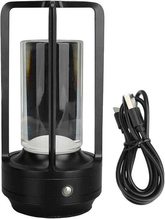 Stylish Cordless Table Lamp 3 Colours Stepless Dimmable LED Table Lamp Rechargeable Touch Lamp Portable Bedside Lamp Nightstand Lamp Table Decorative Lamps (Black)