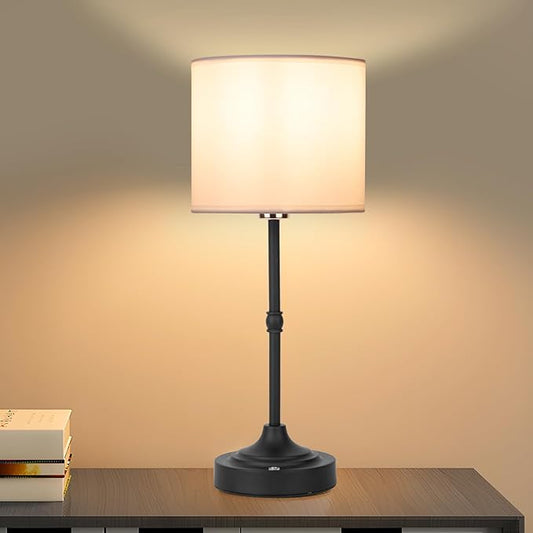 Portable Cordless Table Lamp with 5200mAh Rechargeable Battery – Dimmable Touch Wireless Bedside Lamp in Black