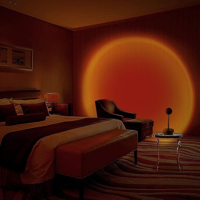 Eternal Sunset Projection LampRomantic Display in Party Bedroom Living Room, Sunset Projector for Living Room Bedroom Hotel Restaurant Decor Live Stream Ins Photography TikTop (Sunset red)