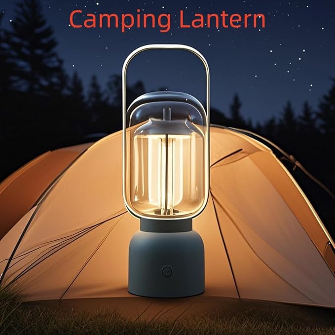 Retro Cordless Lantern Table Lamp, 40 Hours Long Lasting Dimming Night Light, Small Rechargeable Battery Operated Light for Cruise Nightstand Travel Camping Decoration Gift- Pink