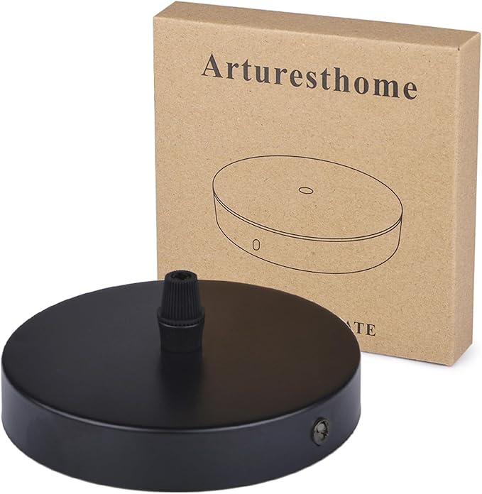 Arturesthome 4.7" Black Ceiling Canopy Light Kit Rewind Single Hole with Hardware,Ceiling Plate for Pendant Lighting or Chandelier,Easier to Install Than Standard Canopies