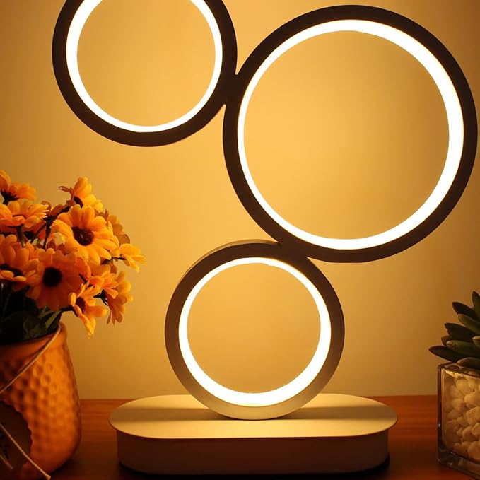 LED Table Lamp, Modern Bedside Lamps for Nightstand, 18W Dimmable LED Desk Lamp, 3 Color Nightstand Lamp Desk Light Reading Lamp for Living Room, Bedroom, Office, Study and Work - White