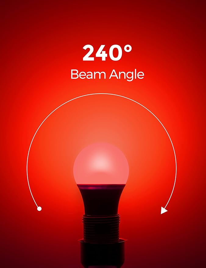 Fulighture Red Light Bulbs [ 4 Pack] Christmas Light Bulbs 9W (60W Equivalent) A19 LED Red Light Bulb Indoor/Outdoor, E26 Base Non-Dimmable,720LM Porch Light for Christmas Day Decorations