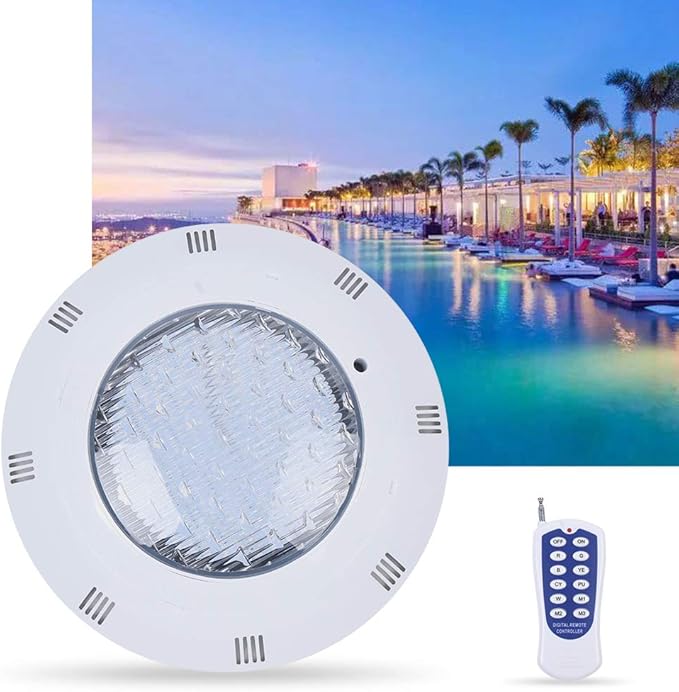 25W 12V LED Pool Light 2000LM RGB Color-Changing Waterproof IP68 Underwater LED Lights 120° Swimming Pool Fountain Pond Colorful Lamp with Remote Controller