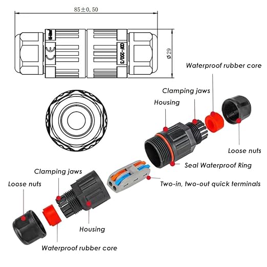 4Pcs 2-pin Wire Connectors Low Voltage Wire Connector Outdoor Electrical Box Waterproof IP68 Quick Splice Wire Terminals Suitable for Low Voltage Landscape Wire(Waterproof up to 4 Meters)