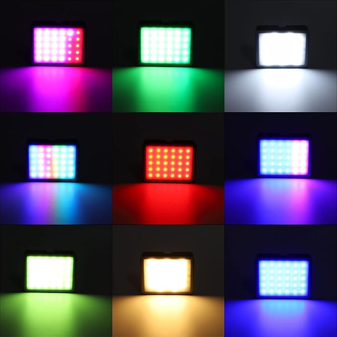 RGB Video Light with 13 Light Modes, 8W, 80 Lamp Beads, Chargeable Battery - 360 Degree Rotation, Powerful Magnets, Mobile Live Photography and Fill Light