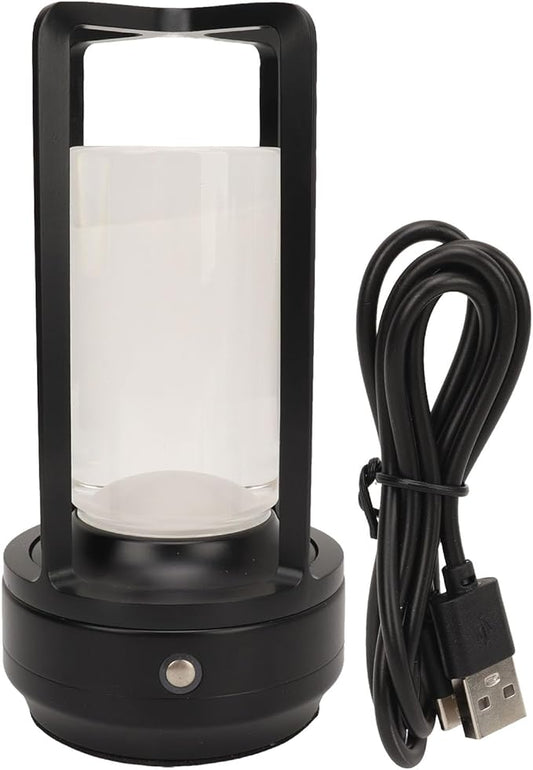 Cordless Table Lamp, Crystal Lampshade 3 Color Temperatures Touch Control USB Rechargeable LED Desk Lamp for Home (Black)