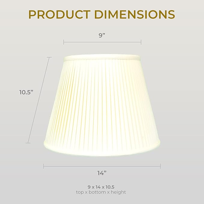 Royal Designs, Inc. Deep Empire Side Pleated Basic Lamp Shade, BS-729-14EG, 9 x 14 x 10.5 (Spider), Eggshell