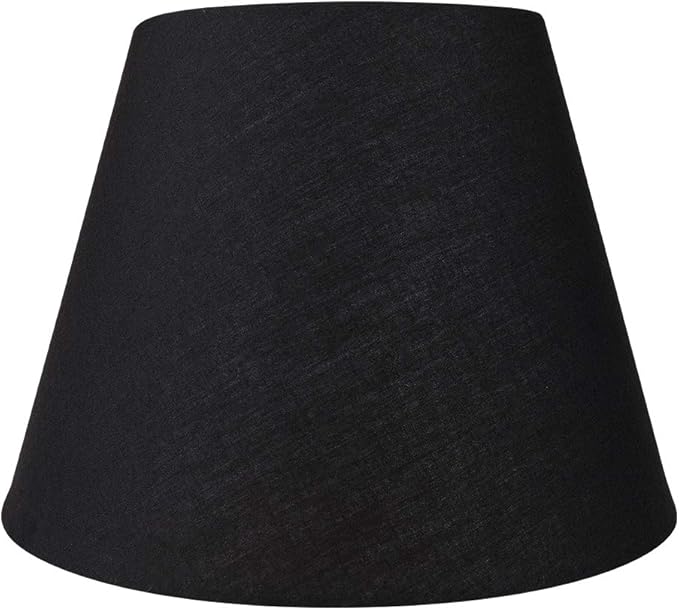 ALUCSET Small Lamp Shade, Barrel Fabric Lampshade for Table Lamp and Floor Light, 6x10x7.5 inch, Natural Linen Hand Crafted, Spider (Black)