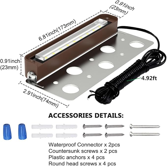 7 Inch LED Retaining Wall Lights 4-Pack, 5W Hardscape Step Lights, 5CCT 2200K-5000K Tunable White, 12-24V Low Voltage Outdoor Paver Lights, ETL Listed Brown Landscape Lights for Stairs, Deck