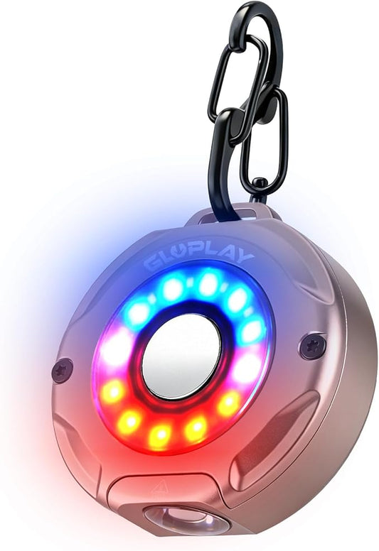 G1 Mini Keychain Flashlight Rechargeable,Small Powerful EDC Pocket Flashlight with White & RGB Side Light,Magnetic,Carabiner Clip,IP67 Waterproof Aluminum LED for Camping & Hiking(Rose Gold)