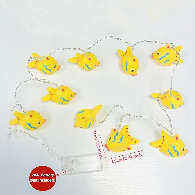 Fish String Lights 5.4FT 10LEDs Spotted Fishes Grouper Fairy Lights for Beach Party Bedroom Camping Decoration