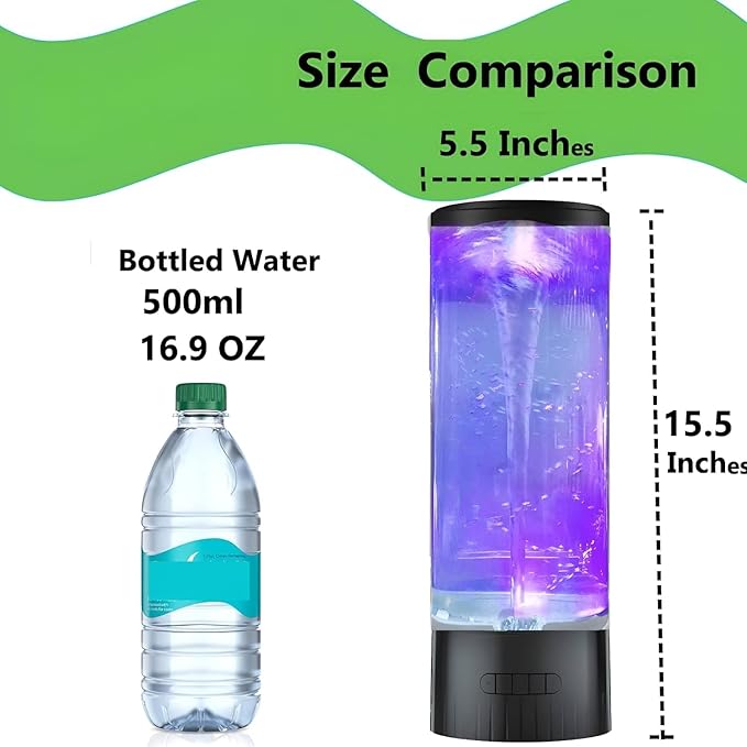 Twister Lamp 15.5 Inch Large Size with Breath Light - Water Vortex Motion Lamp with Beads & Snowflakes Novelty Sensory Light Birthday Christmas Gift for Kids Teens Men Women