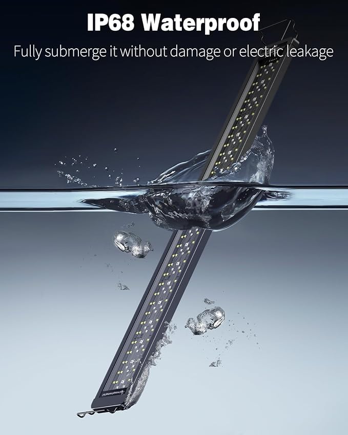 Pawfly 38 W Aquarium LED Light for 36" to 48" Tanks 24/7 Extendable Fish Tank with Full Spectrum IP68 Waterproof Light with D/N Mode Single Color Effects Timer and Adjustable Brightness