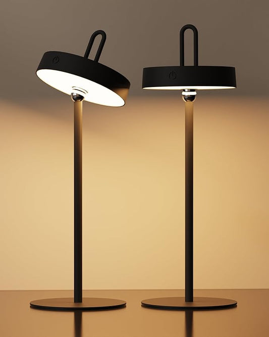 Lightapex Cordless Table Lamps, 2-Pack, Rechargeable Portable Lamps with Stepless Dimming, Touch Control, Detachable Magnetic Design for Bedroom, Living Room, and Reading（Black）