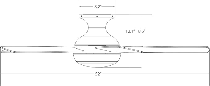 WAC Lighting F-035L-MB Odyssey Indoor or Outdoor Flushmount Smart Compatible Ceiling Fan with Remote Control 52in Blade Span Matte Black 3000K Warm White LED