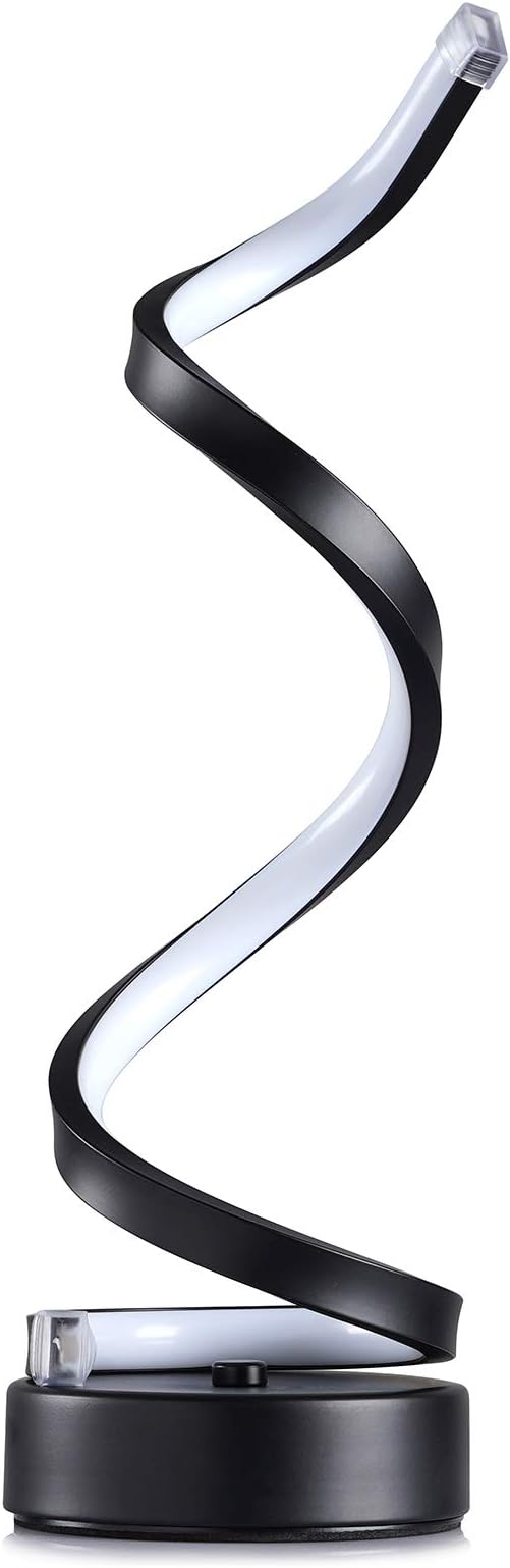 NUÜR Classic Spiral LED Table Lamp Black, Dimmable Metallic Bedside Lamp with Touch Controller, 3 Colour Temperature, 15.8 Inch Height, Contemporary, Decorative Lamp for Home, Living Room & Office