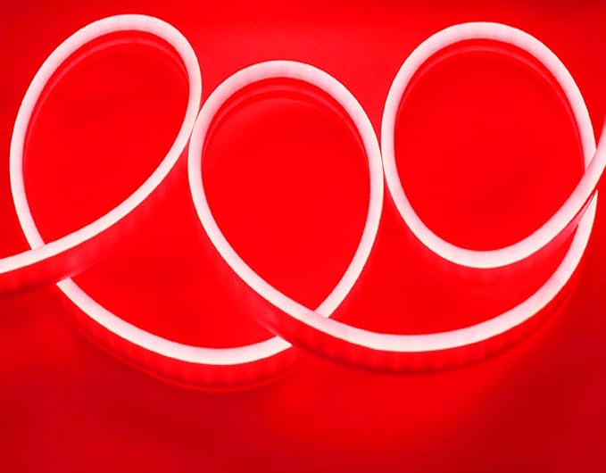 LED Neon Strip Lights, 10ft AC 110V-130V Super Bright Rope Light Sign String 6000LM Waterproof IP68 for Outdoor Indoor Commercial Lighting Decor(Red)