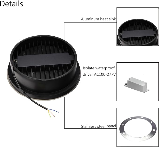 Outdoor In Ground Lights 24W,Diameter 8.66 inches,Big Landscape Light Line Voltage,Warm White 3000K,Waterproof IP67,Wired Well Lights 120V Pathway,Walkway,Step,Deck,Pack of 4