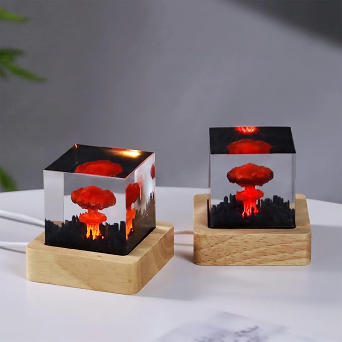 DAVID ROCCO Mushroom Cloud Nuclear Blast Lamp Ornament, Atomic Bomb Model Atmospheric Lamp, Epoxy Resin Night Light, Children's Room as Well as Living Room Decor Gifts for Friends (Mushroom Cloud)