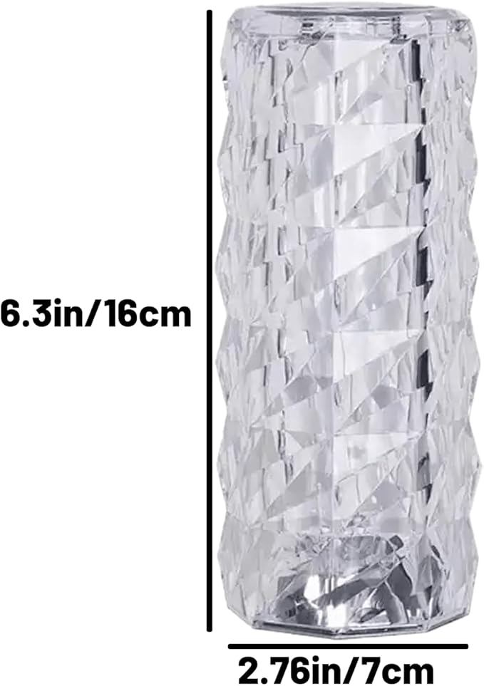 16 Colors Rose Rays Crystal Diamond Table Lamp, Touch Control Acrylic Column Light with Remote, Type-C Rechargeable, 360 Degree Transparent Shade for Bedroom Desk Décor (1, Small)