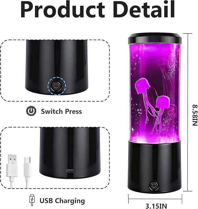 Jellyfish Lamp,Jellyfish Night Light Table Lamp with 7 Color Changing,Jelly Fish Light Aquarium Lamp Mood Night Light Decorations for Home Office Valentine‘s Gifts for Lover Kids Adults