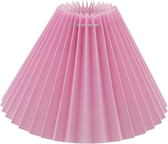 KUMGROT E28 Small Pleated Lamp Shade Scalloped Lamps Shade Lamp Replacement Cute Lamps Bedroom Living Room Home Office Decoration Pink