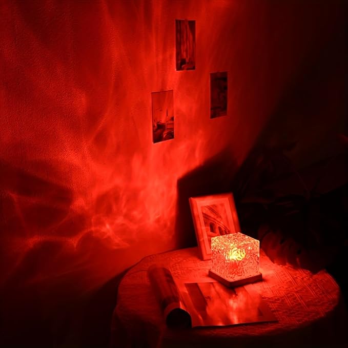 Northern Lights Ocean Wave Projector Light, Galaxy Light Projector, 16 Colors Gradual Rotating Flame Water Ripple Ambient Night Light Non-Wood for Bedroom, Room Decor, Kids Room (Rechargeable)