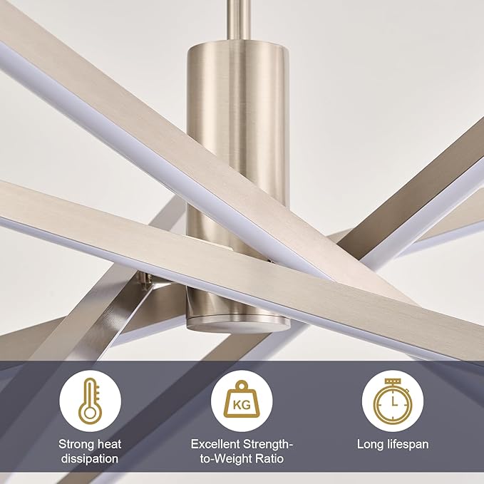 Big Sputnik Chandelier 48” Nickel High Ceiling Chandeliers Big Modern Remote Control Chandelier for Large Living Room Dining Room Foyer