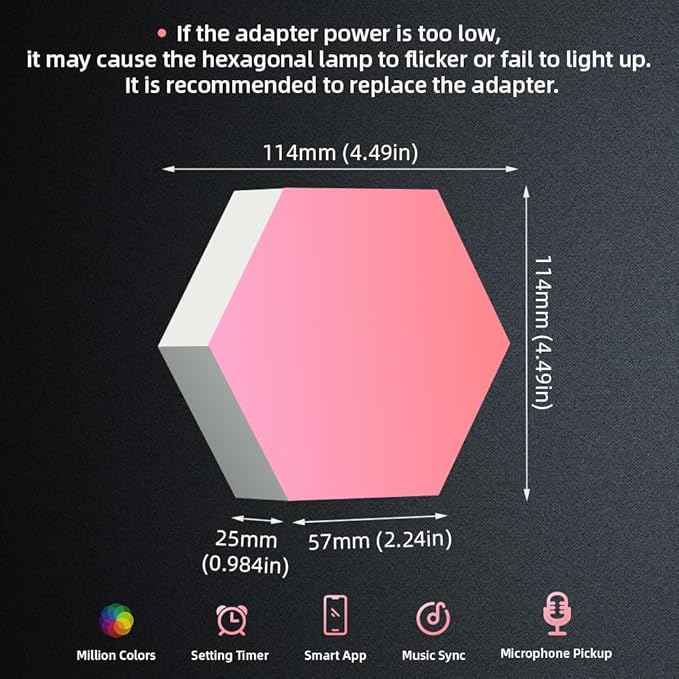 8 Pack Hexagon Light Panels - Smart RGB Hexagon LED Lights Wall Lights with APP & Remote Control Cool Music Sync Gaming Lights for Lving Room, Bedrooms, DIY Lovers, Gifts, Gaming Room, Kids