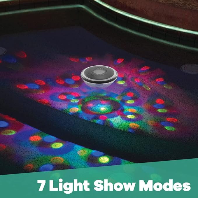 GAME Pool Lights -7 Modes 7 Color Effects, Easily Installable, Remote Controlled, Uses 6 watts Rechargeable batteries, For above ground pools