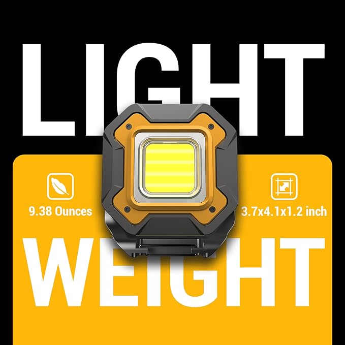 2 Pack Rechargeable LED Work Light, 6000mAh 16 Hours Long-Lasting Cordless Magnetic Light, IPX5 Waterproof, 360°Rotate Portable Flashlights, Battery Lamp for Car Repair&Camping, Gifts for Men