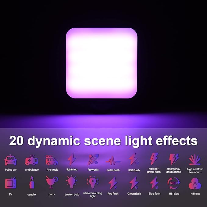 Andor Pocket RGB LED Video Light Kit CRI95 500K-9000K Dimmable 20 Magnetic Backup with Desktop Tripod Flexible Ball Head Phone Holder Computer Clip for Vlog Selfie