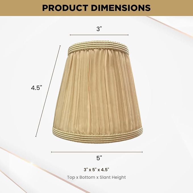 Royal Designs, Inc. CS-1054-5AGL-6 Designer Mushroom Pleat Empire Chandelier Lamp Shade, 3 x 5 x 4.5, Antique Gold, 6-Pack