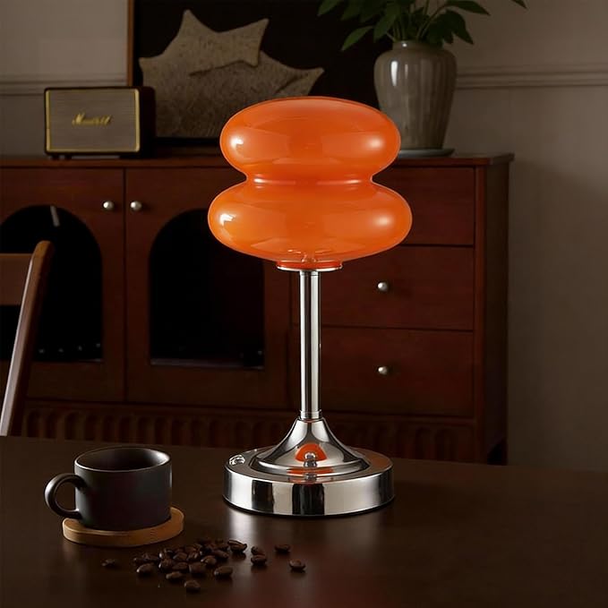 Cordless Mushroom Lamp Table Lamp for Bedroom, Battery Operate Mini Modern Mid Century Lamps,Unique Aesthetic Home Living Room Decor
