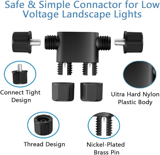 NETEHA 24 Pack Low Voltage 12-18 Gauge Wire Connectors for Landscape Lighting, Pathway Lights, Outdoor LED Lights