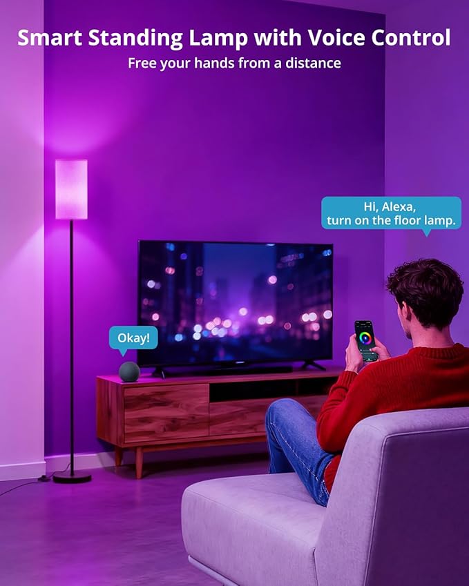 Nopoor Smart RGB Floor Lamp 69", Dimmable Standing Lamp with Foot Switch, Alexa & App Control, Adjustable Brightness & Color Changing RGB Light,Lamp for Living Room, Bedroom, Office, Reading