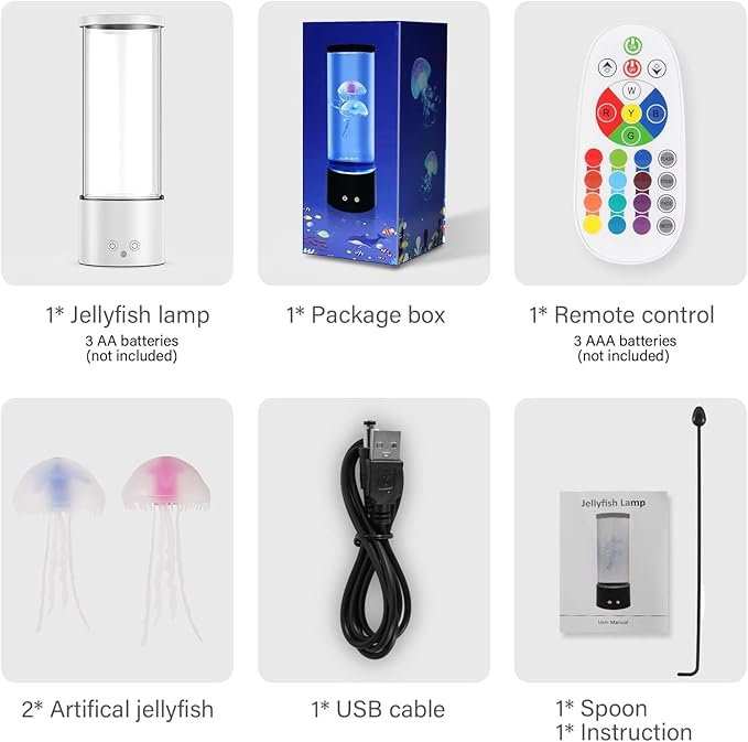Jellyfish Lamp, 17 Color Changing Jelly Fish Light Mood Lamps for Home Office Room Desktop Decoration, Blue Pink Jellyfish Aquarium Tank Night Light Christmas Gifts for Kids Teens Girls Boys Adults
