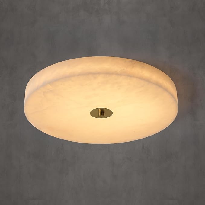 Alabaster Ceiling Light,11.8in Spanish Natural Marble Round Alabaster Flush Mount,Modern 2700K LED Kitchen Ceiling Lights Hardwired for Bedroom,Foyer,Bathroom,Entryway,Living Room