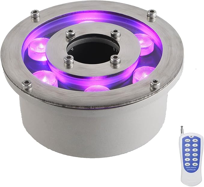 Fountain Light LED Underwater Pond Lights 18W RGB Color Changing with Remote AC12V IP68 Waterproof Submersible Light for Garden Fountain Pond