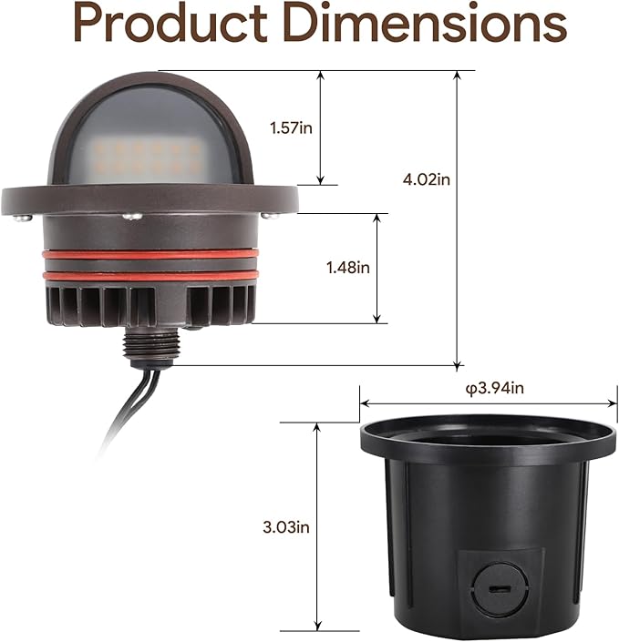 Energetic Low Voltage Well Lights-5W LED In-Ground Lights, 5CCT Landscape Lighting, IP67, RA90, 6 Pack