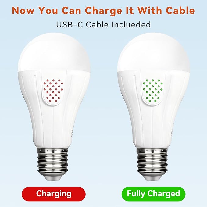 Neporal MagicGlow Rechargeable Light Bulbs with Remote, 3 Colors Shift + Stepless Dimmable Battery Powered LED Bulbs, USB Rechargeable, A19 Emergency LED Light Bulbs, 15W, Up to 24 Hours