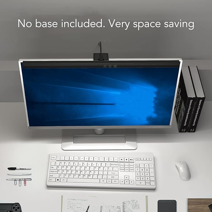 Computer Monitor Lamp, E Reading No Screen Glare or Flicker Monitor USB Powered Monitor Light Bar, Space Saving Eye Caring Task Light with Timing and Color Temperature Adjustment