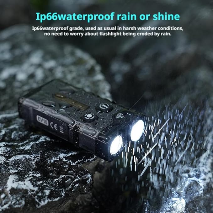ED-C Strong Light Keychain Flashlight– Aluminum Alloy Flashlight,1100 Lumens,RGB Light-ing with Spot and Flood,IP66 Waterproof & Magnetic Clip for Outdoors,Emergency (EV10 Side Light RGB)