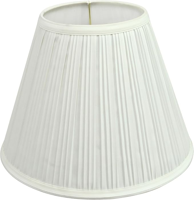 Aspen Creative 59126A Transitional Empire Shape Uno Construction Lamp Shade in Pleated Cotton White, 6" Top x 12" Bottom x 9" Slant Height