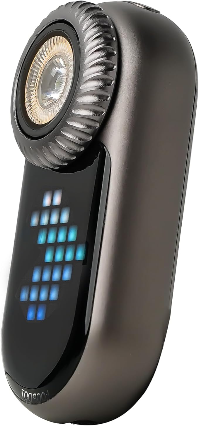 LOOPDOT EDC Flashlight – Rechargeable Small and Powerful LED Flashlight with RGB Pixel Display, Interactive Games, Adjustable Brightness – Cool Gadget Gift for Kids & Adults (Grey)